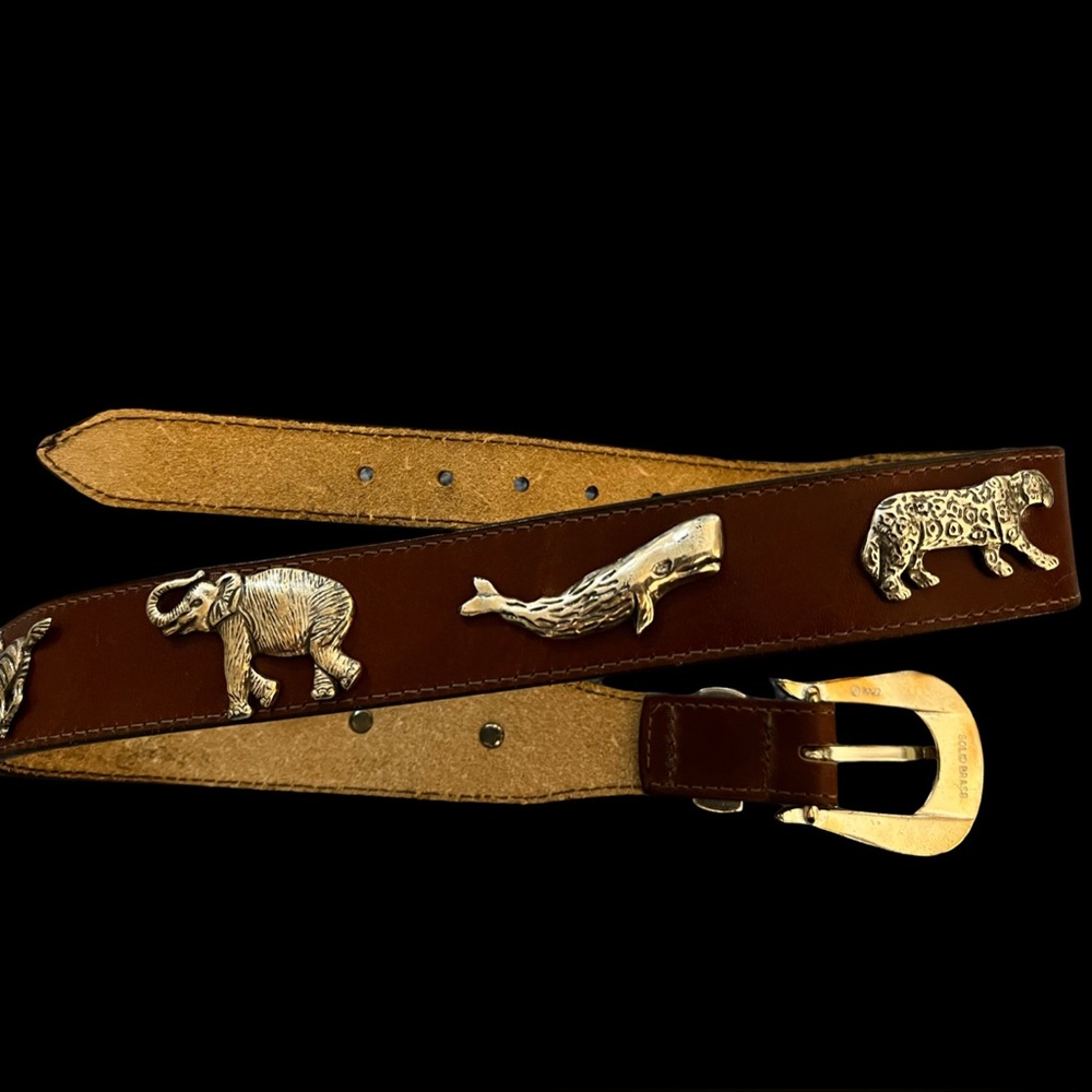 Vintage Brown Belt with Silver Animal Accents